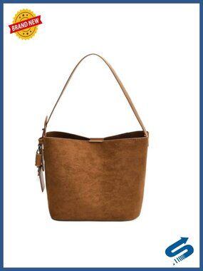 Suede Bucket Bag Shoulder Handbag Crossbody Purse with Pouch